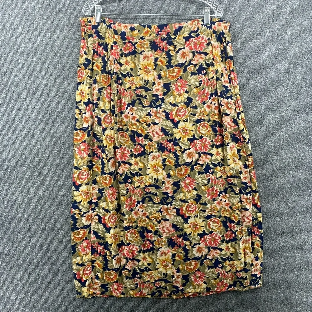 Vintage Karen Scott Wrap Skirt Womens 1X Floral Long Straight Boho Cottage Ranch